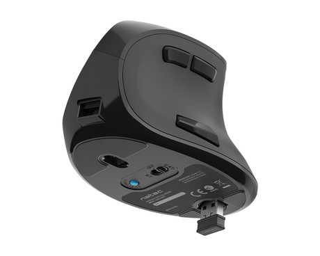 Natec EUPHONIE vertikalna brezžična miška, 2400DPI, ergonomska, Bluetooth / USB 2.4GHz, 9 gumbov, polnilna baterija, OLED zaslon, črna