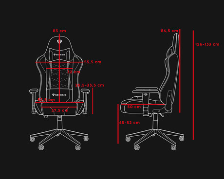 GENESIS NITRO 440 G2 gaming / pisarniški stol, ergonomski, nastavljiva višina / naklon, zibanje, 2x blazina, kolesa CareGLide™, črno siv