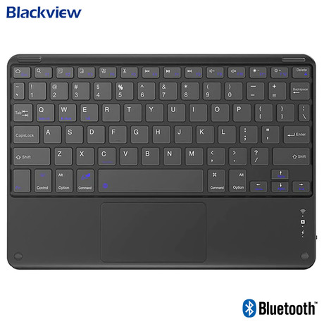 BlackView ultra slim brezžična Bluetooth tipkovnica K1, univerzalna, za vse tablične računalnike Android / iOS / Windows, polnilna baterija, 78 tipk, črna