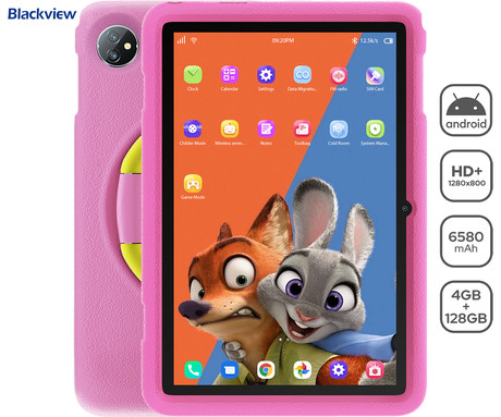 Blackview TAB 8 KIDS tablični računalnik, 10.1", 4GB+128GB, IPS HD+, Android 12, WIFI 6, Bluetooth, aplikacija iKids, ovitek/stojalo, roza (Pudding Pink)