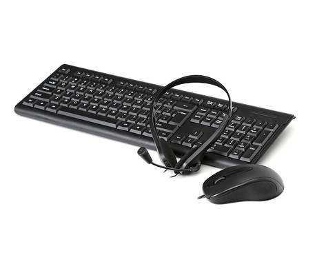 EOL - PLATINET Fiesta 4v1 računalniški komplet, tipkovnica, miška, slušalke z mikrofonom, podloga, črn