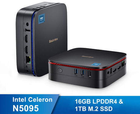 EOL - Blackview MP60 namizni mini računalnik, Windows 11 PRO, Intel N5095, 16GB RAM, 1TB SSD, Dual WiFi, Bluetooth, Ethernet, 4x USB, 2x HDMI