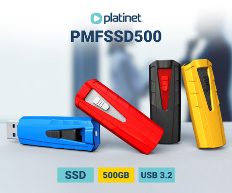 PLATINET PMFSSD500 prenosni SSD disk, 500GB, USB 3.2 Gen2, 1000MB/s, HYPERSPEED, najhitrejši in najmanjši na svetu