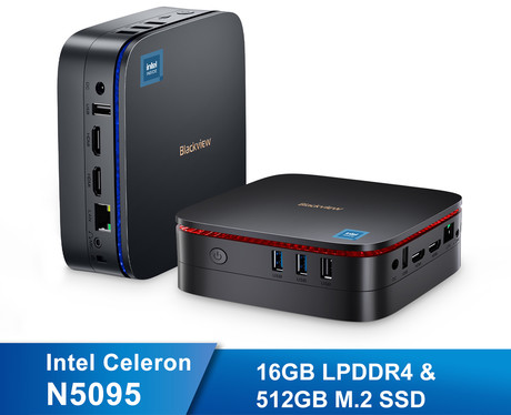 EOL - BlackView MP60 namizni mini računalnik, Windows 11 PRO, Intel N5095, 16GB RAM, 512GB SSD, Dual WiFi, Bluetooth, Ethernet, 4x USB, 2x HDMI