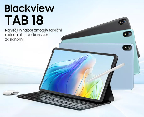 Blackview TAB 18 tablični računalnik, 12", 4G-LTE, 12GB+256GB, IPS 2.4K, Android 13, WiFi 5, Bluetooth, GPS, priložen ovitek, Harman Kardon zvočniki, siv (Space Gray)