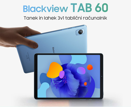 Blackview TAB 60 tablični računalnik, 3v1, 8.68", 4G-LTE, 6GB+128GB, IPS HD+, Android 13, WIFI, Bluetooth, GPS, priložen ovitek, moder (Glacial Blue)