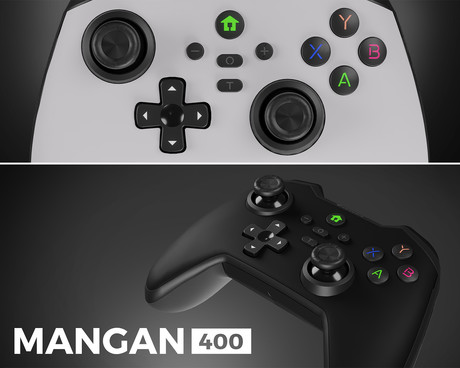 GENESIS MANGAN 400 brezžični igralni plošček / gamepad, 19 gumbov, vibriranje, Bluetooth, LED, Windows / Android / iOS / Nintendo, baterija, + prednja plošča, + torbica, črn (Onyx Black)