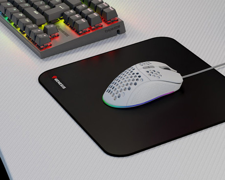 GENESIS CARBON 500 S LOGO podloga za miško, gaming / pisarniška, 250x210mm, vodoodporna, gladka površina, zaščiteni prešiti robovi, protizdrsna, črna