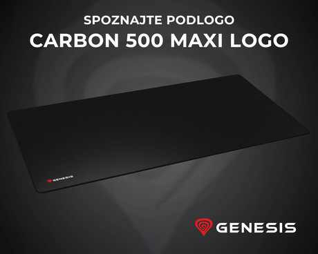 GENESIS CARBON 500 MAXI LOGO podloga za miško, gaming, 900x450mm, vodoodporna, gladka površina, zaščiteni robovi, protizdrsna, črna