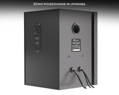 GENESIS HELIUM 200 računalniški zvočniki, STEREO 2.0, 20W RMS, mini jack 3.5mm, kontrolna plošča, nadzor glasnosti, priklop za slušalke, karbonski izgled, leseni, črni