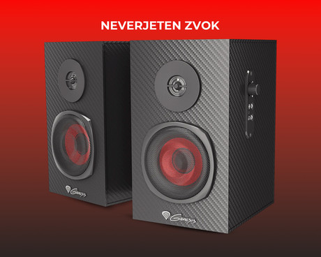 GENESIS HELIUM 200 računalniški zvočniki, STEREO 2.0, 20W RMS, mini jack 3.5mm, kontrolna plošča, nadzor glasnosti, priklop za slušalke, karbonski izgled, leseni, črni