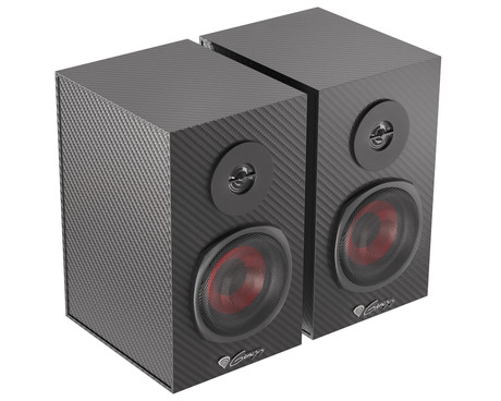 GENESIS HELIUM 200 računalniški zvočniki, STEREO 2.0, 20W RMS, mini jack 3.5mm, kontrolna plošča, nadzor glasnosti, priklop za slušalke, karbonski izgled, leseni, črni