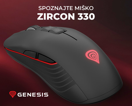 GENESIS ZIRCON 330 brezžična miška, gaming / pisarniška, 3600DPI, USB 2.4GHz / USB Type-C, 7 gumbov, polnilna baterija, Plug & Play, črna