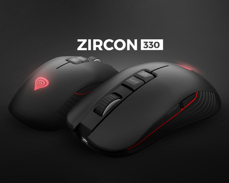 GENESIS ZIRCON 330 brezžična miška, gaming / pisarniška, 3600DPI, USB 2.4GHz / USB Type-C, 7 gumbov, polnilna baterija, Plug & Play, črna