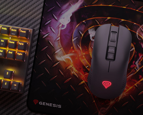 GENESIS ZIRCON 330 brezžična miška, gaming / pisarniška, 3600DPI, USB 2.4GHz / USB Type-C, 7 gumbov, polnilna baterija, Plug & Play, črna
