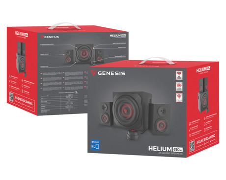 GENESIS HELIUM 610 BT računalniški zvočniki, STEREO 2.1, 60W RMS, Bass Reflex, Bluetooth, kontrolna plošča, daljinski upravljalnik, črni