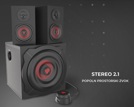 GENESIS HELIUM 610 BT računalniški zvočniki, STEREO 2.1, 60W RMS, Bass Reflex, Bluetooth, kontrolna plošča, daljinski upravljalnik, črni