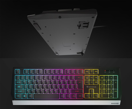 GENESIS RHOD 300 RGB gaming membranska tipkovnica, žična, RGB LED osvetlitev, Anti-Ghosting funkcija, Non-Floating stikala / tipke, zaščita pred vodo, Plug & Play, F1-F12, črna