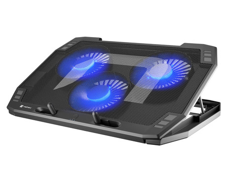 Natec ORIOLE hladilno stojalo za prenosnike, do 17.3", 7 stopenj naklona, 3x 120mm ventilator, nastavljiva hitrost, LED osvetlitev, 2x USB Type-A, črno