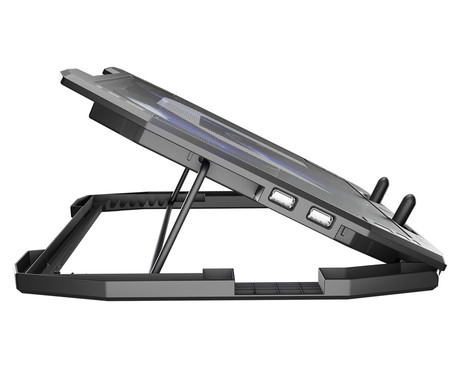 Natec ORIOLE hladilno stojalo za prenosnike, do 17.3", 7 stopenj naklona, 3x 120mm ventilator, nastavljiva hitrost, LED osvetlitev, 2x USB Type-A, črno