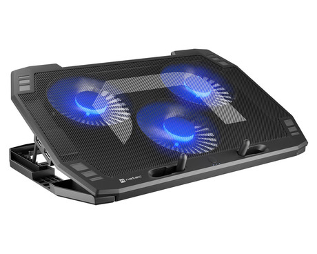 Natec ORIOLE hladilno stojalo za prenosnike, do 17.3", 7 stopenj naklona, 3x 120mm ventilator, nastavljiva hitrost, LED osvetlitev, 2x USB Type-A, črno