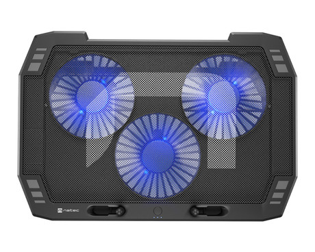 Natec ORIOLE hladilno stojalo za prenosnike, do 17.3", 7 stopenj naklona, 3x 120mm ventilator, nastavljiva hitrost, LED osvetlitev, 2x USB Type-A, črno