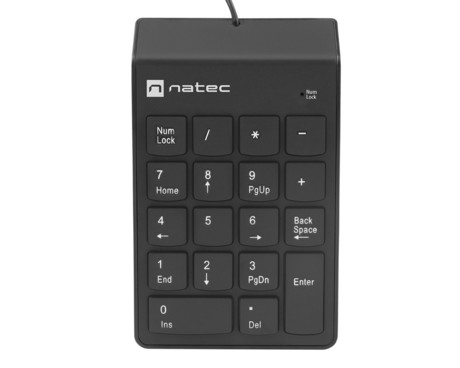 Natec GOBY 2 številčna / numerična tipkovnica, numpad, membranska, 18 tipk, kompaktne dimenzije, Plug&Play, USB Type-A, 150cm kabel, črna