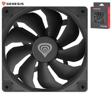 GENESIS OXAL 120 ventilator za računalnik / ohišje, univerzalni, 120mm velikost, do 1300 RPM, ultra tiho delovanje, blazinice proti vibracijam, 3-PIN konektor, črn