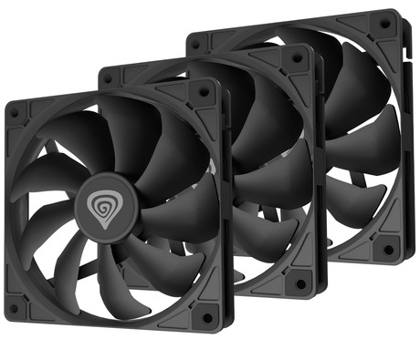 GENESIS OXAL 120 3-PACK ventilatorji za računalnik / ohišje, univerzalni, 120mm velikost, do 1300 RPM, ultra tiho delovanje, blazinice proti vibracijam, 3-PIN konektor, črni