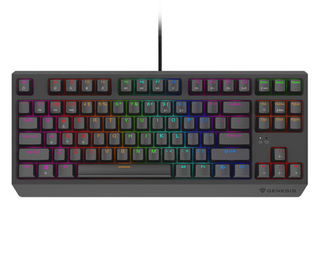 GENESIS THOR 230 TKL Lite gaming mehanska tipkovnica, žična, RGB LED osvetlitev, Hot-Swap tehnologija, Anti-Ghosting, Outemu Red stikala, spomin, programska oprema, Plug & Play, F1-F12, črna