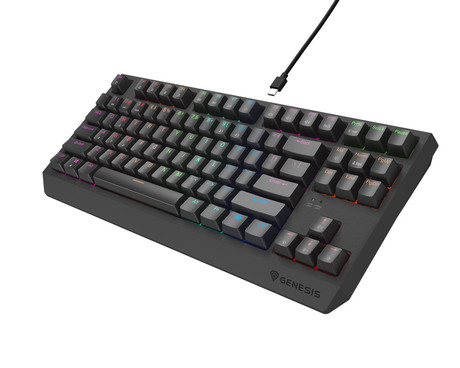 GENESIS THOR 230 TKL Lite gaming mehanska tipkovnica, žična, RGB LED osvetlitev, Hot-Swap tehnologija, Anti-Ghosting, Outemu Red stikala, spomin, programska oprema, Plug & Play, F1-F12, črna