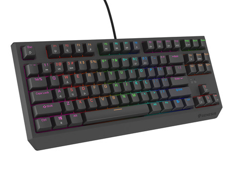GENESIS THOR 230 TKL Lite gaming mehanska tipkovnica, žična, RGB LED osvetlitev, Hot-Swap tehnologija, Anti-Ghosting, Outemu Red stikala, spomin, programska oprema, Plug & Play, F1-F12, črna