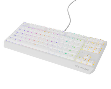 GENESIS THOR 230 TKL gaming mehanska tipkovnica, žična, RGB LED osvetlitev, Hot-Swap tehnologija, Anti-Ghosting, Outemu Red stikala, spomin, programska oprema, Plug & Play, F1-F12, bela