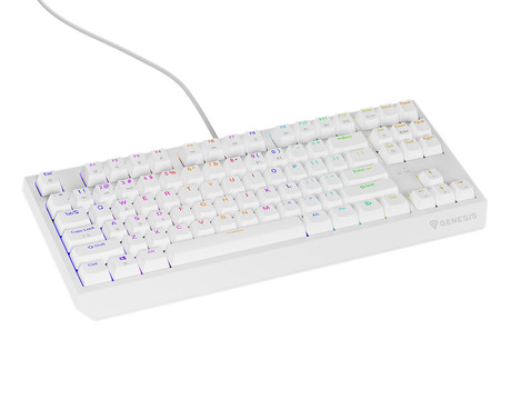 GENESIS THOR 230 TKL gaming mehanska tipkovnica, žična, RGB LED osvetlitev, Hot-Swap tehnologija, Anti-Ghosting, Outemu Red stikala, spomin, programska oprema, Plug & Play, F1-F12, bela