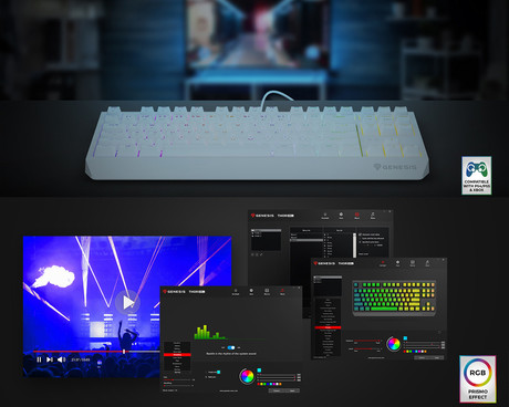 GENESIS THOR 230 TKL gaming mehanska tipkovnica, žična, RGB LED osvetlitev, Hot-Swap tehnologija, Anti-Ghosting, Outemu Red stikala, spomin, programska oprema, Plug & Play, F1-F12, bela