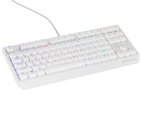 GENESIS THOR 230 TKL gaming mehanska tipkovnica, žična, RGB LED osvetlitev, Hot-Swap tehnologija, Anti-Ghosting, Outemu Red stikala, spomin, programska oprema, Plug & Play, F1-F12, bela