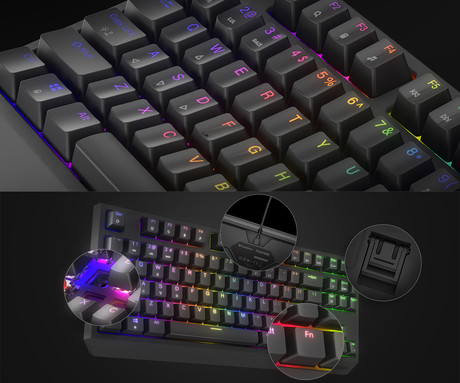 GENESIS THOR 230 TKL gaming mehanska tipkovnica, žična, RGB LED osvetlitev, Hot-Swap tehnologija, Anti-Ghosting, Outemu Brown stikala, spomin, programska oprema, Plug & Play, F1-F12, črna