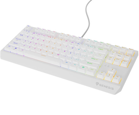 GENESIS THOR 230 TKL gaming mehanska tipkovnica, žična, RGB LED osvetlitev, Hot-Swap tehnologija, Anti-Ghosting, Outemu Brown stikala, spomin, programska oprema, Plug & Play, F1-F12, bela