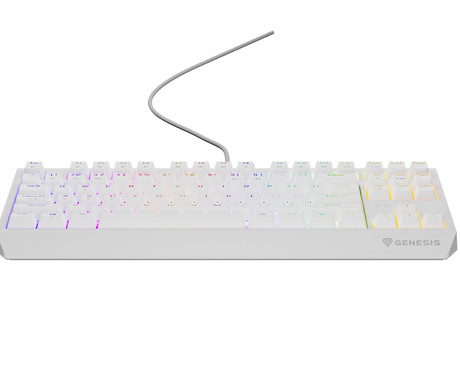 GENESIS THOR 230 TKL gaming mehanska tipkovnica, žična, RGB LED osvetlitev, Hot-Swap tehnologija, Anti-Ghosting, Outemu Brown stikala, spomin, programska oprema, Plug & Play, F1-F12, bela
