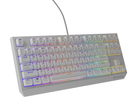 GENESIS THOR 230 TKL gaming mehanska tipkovnica, žična, RGB LED osvetlitev, Hot-Swap tehnologija, Anti-Ghosting, Outemu Brown stikala, spomin, programska oprema, Plug & Play, F1-F12, bela