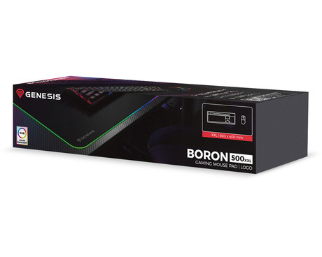 GENESIS BORON 500 XXL RGB podloga za miško, 800x400mm, RGB LED osvetlitev, gladka površina, protizdrsna podlaga, prešiti robovi, črna