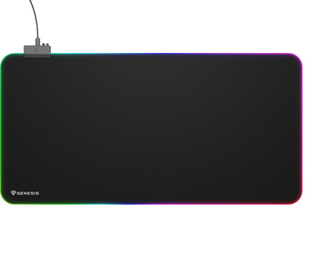 GENESIS BORON 500 XXL RGB podloga za miško, 800x400mm, RGB LED osvetlitev, gladka površina, protizdrsna podlaga, prešiti robovi, črna