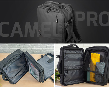 Natec CAMEL PRO univerzalni 2v1 nahrbtnik, za prenosnike do 17.3", 28L, nastavljiv, trpežen, 10 žepov, raztegljiv, vodoodporen, Trolley sistem, črn