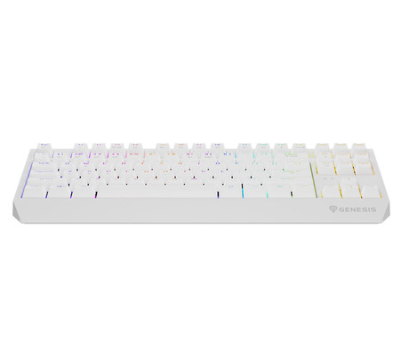 GENESIS THOR 230 TKL gaming mehanska tipkovnica, brezžična / žična, USB 2.4GHz / BT / USB-C, baterija, RGB LED, Hot-Swap, Anti-Ghosting, Outemu Red, spomin, programska oprema, Plug&Play, F1-F12, bela