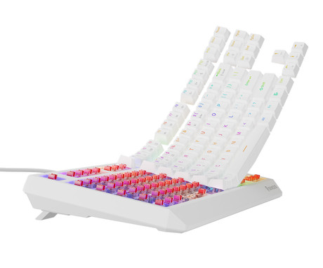 GENESIS THOR 230 TKL gaming mehanska tipkovnica, brezžična / žična, USB 2.4GHz / BT / USB-C, baterija, RGB LED, Hot-Swap, Anti-Ghosting, Outemu Red, spomin, programska oprema, Plug&Play, F1-F12, bela