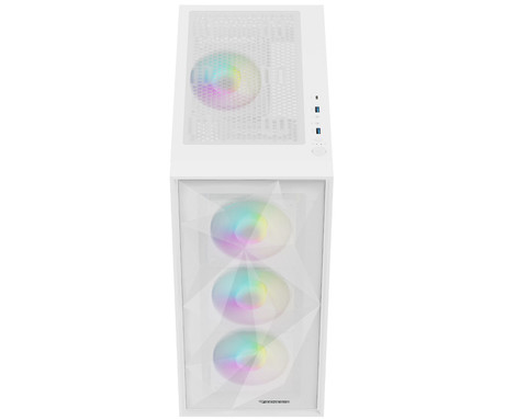 GENESIS DIAXID 605 ARGB računalniško ohišje, Midi Tower, 4x ventilator, AIO LC do 420mm, GPU do 351mm, CPU Cooler do 168mm, MESH plošča, kaljeno steklo, ARGB LED osvetlitev, 420x217x466mm, belo