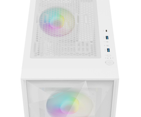 GENESIS DIAXID 605 ARGB računalniško ohišje, Midi Tower, 4x ventilator, AIO LC do 420mm, GPU do 351mm, CPU Cooler do 168mm, MESH plošča, kaljeno steklo, ARGB LED osvetlitev, 420x217x466mm, belo