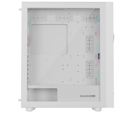 GENESIS DIAXID 605 ARGB računalniško ohišje, Midi Tower, 4x ventilator, AIO LC do 420mm, GPU do 351mm, CPU Cooler do 168mm, MESH plošča, kaljeno steklo, ARGB LED osvetlitev, 420x217x466mm, belo