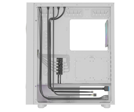 GENESIS DIAXID 605 ARGB računalniško ohišje, Midi Tower, 4x ventilator, AIO LC do 420mm, GPU do 351mm, CPU Cooler do 168mm, MESH plošča, kaljeno steklo, ARGB LED osvetlitev, 420x217x466mm, belo