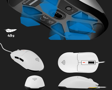 GENESIS KRYPTON 660 žična miška, gaming / pisarniška, 12.000DPI, ultra lahka teža, 6 gumbov, RGB LED osvetlitev, spomin, programska oprema, Plug & Play, 180cm kabel, bela (Howlite White)